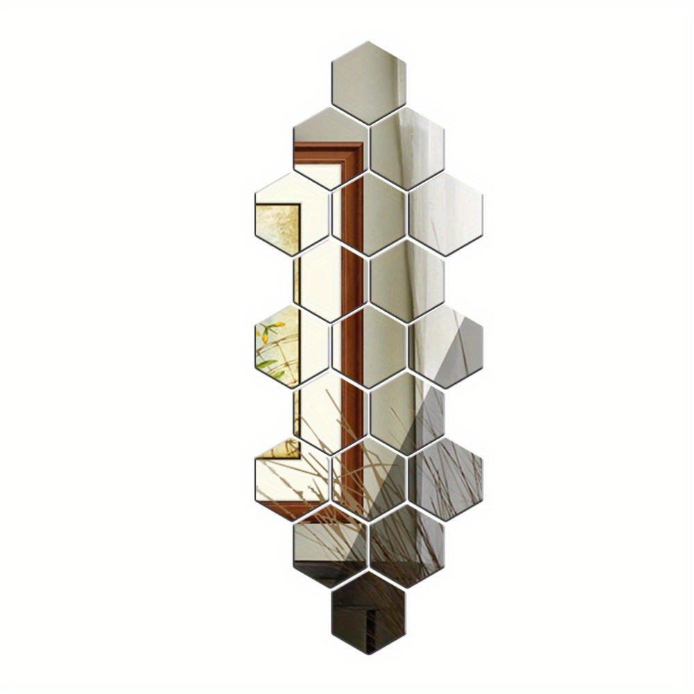 72Pcs Hexagon Mirror Stickers Splicing Decor for Hallway Stair & Entryway