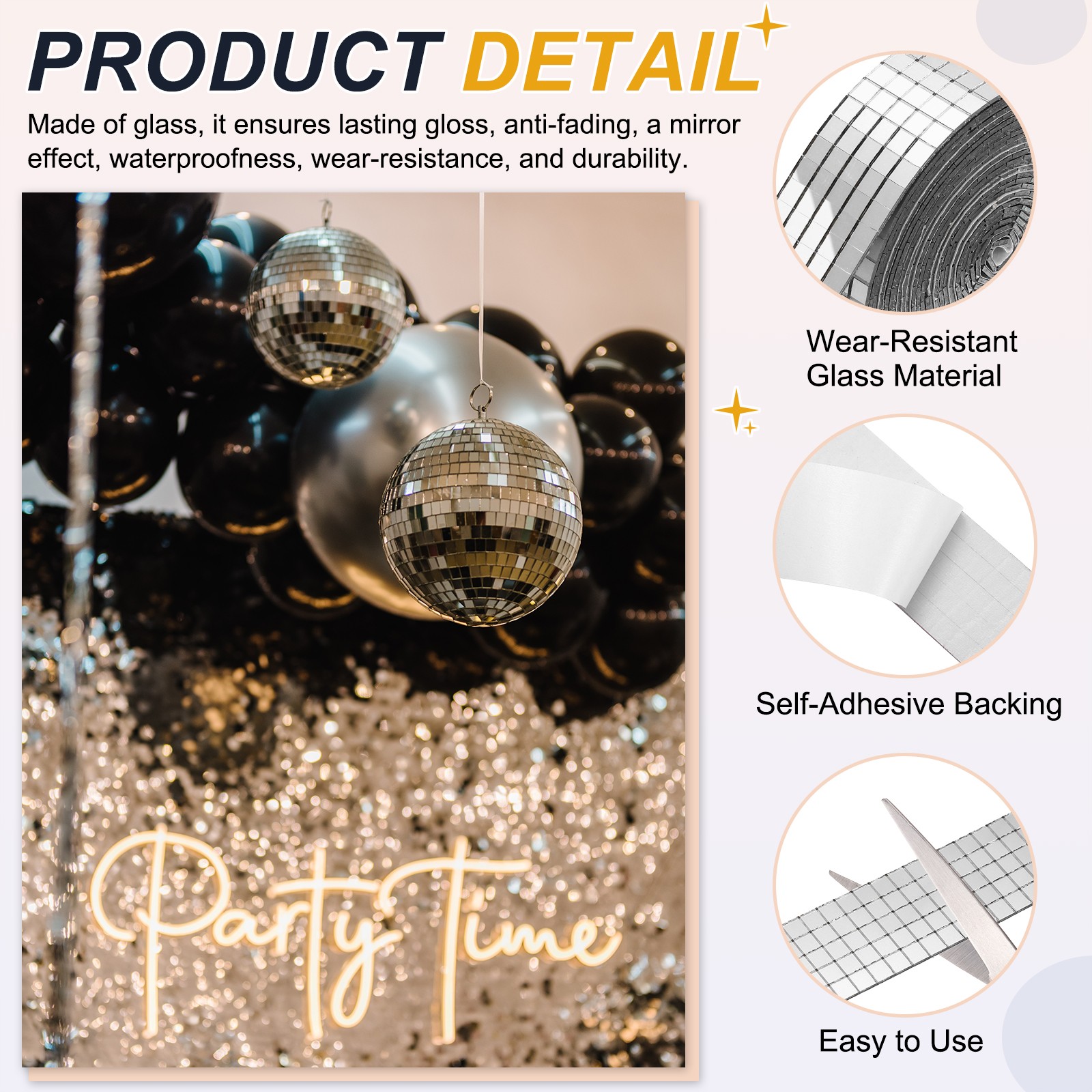 5x5mm Self Adhesive Mirrors Mosaic Tiles, 3600 Pcs Mosaic Sticker, Silver Tone