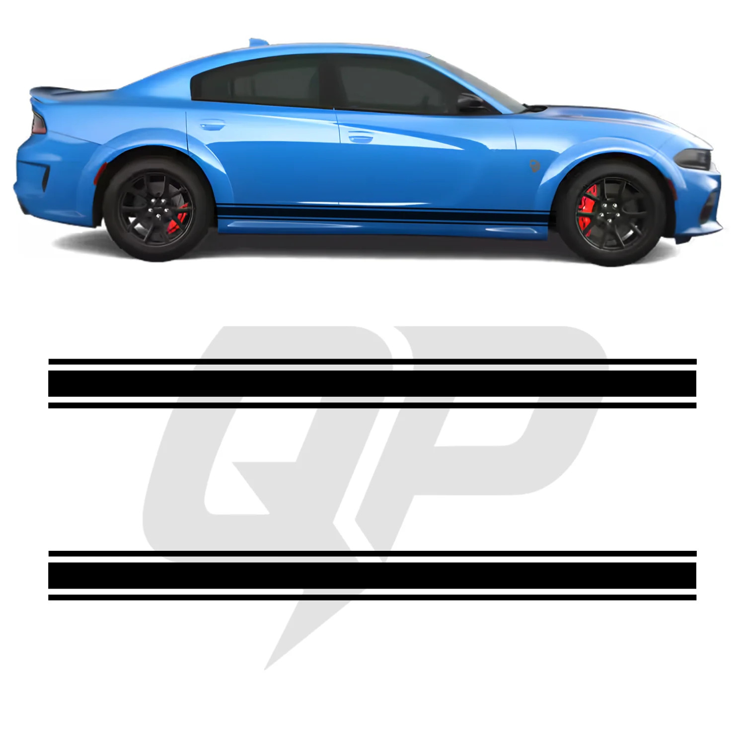 Compatible With Dodge Charger Triple Side Stripe Decals – 3-Stripe Rocker Panel