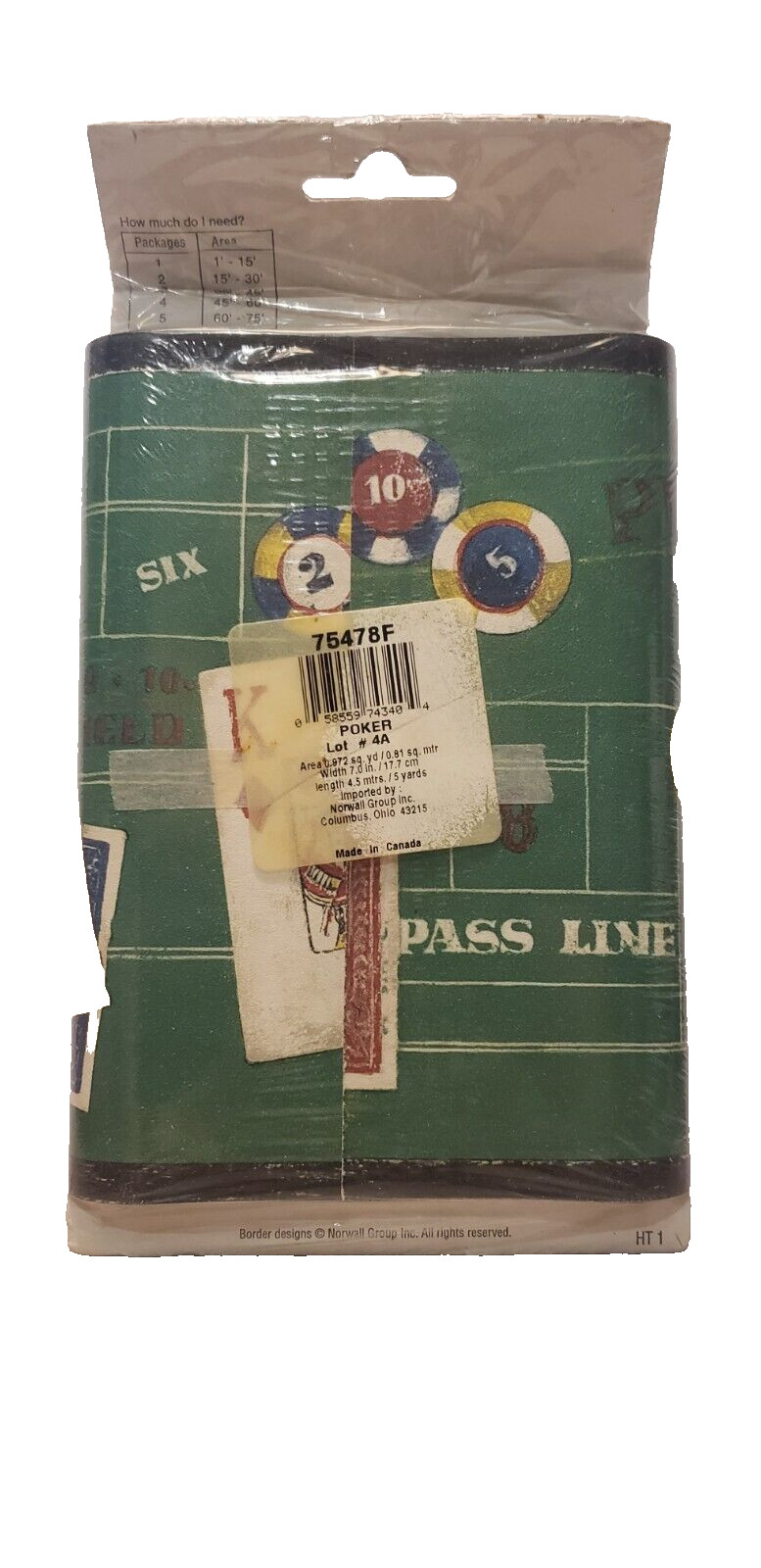 POKER WALL BORDER HOME TRENDS GAME ROOM PLAYING CARDS DECOR.~NEW~OLD STOCK 2008