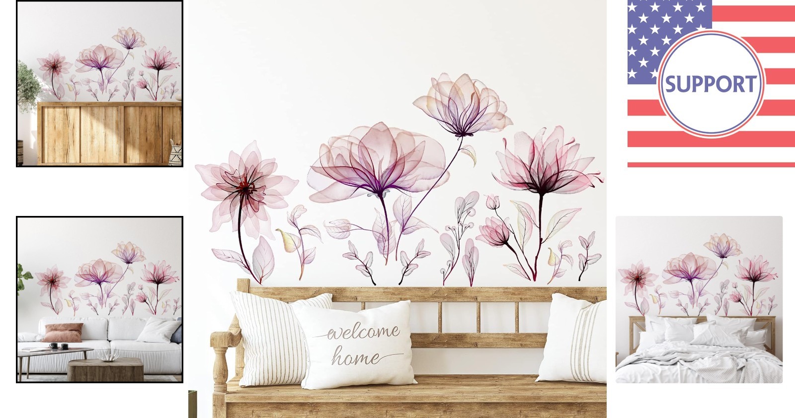 6 Piece Colorful Butterfly and Floral Wall Stickers – Perfect for Nurseries