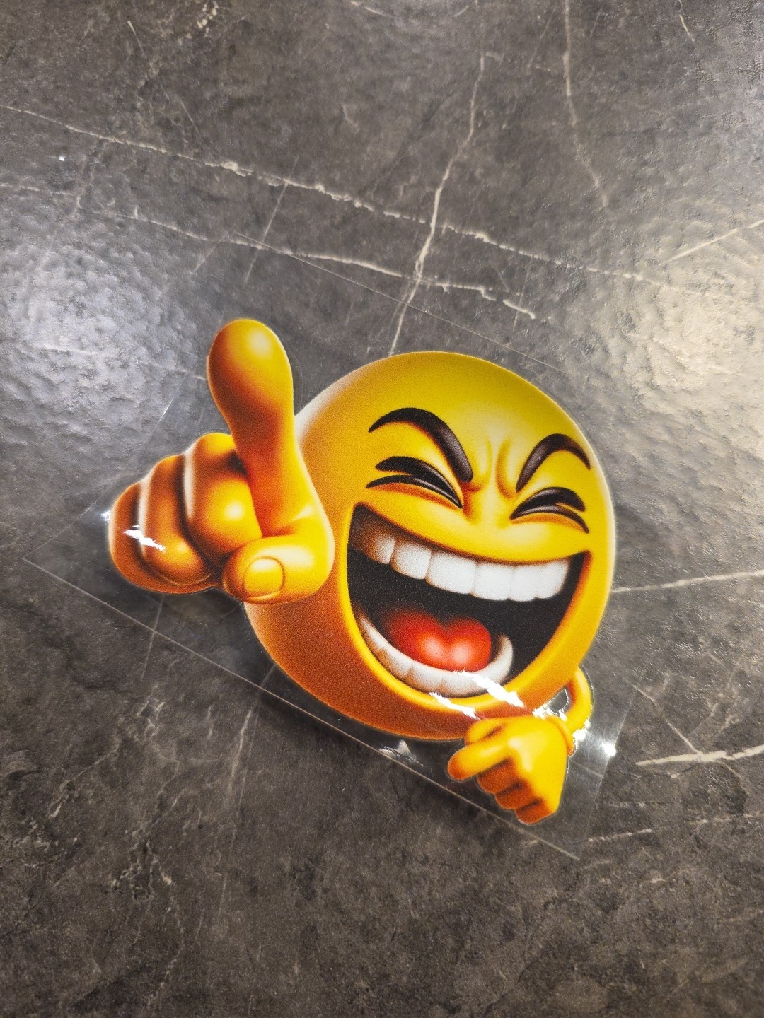 Laughing At You Smiley Face Emoji UVDTF Raised Decal Sticker Waterproof Color
