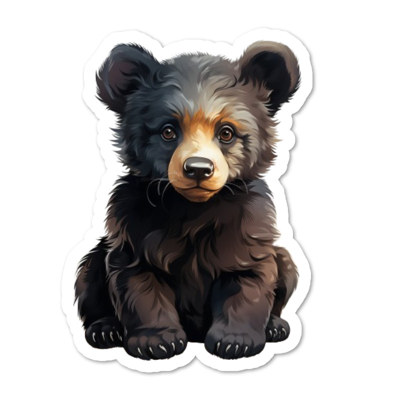 Bear Cub Vinyl Sticker, Wildlife, Water Resistant, Laptop, Water Bottle, 2 sizes