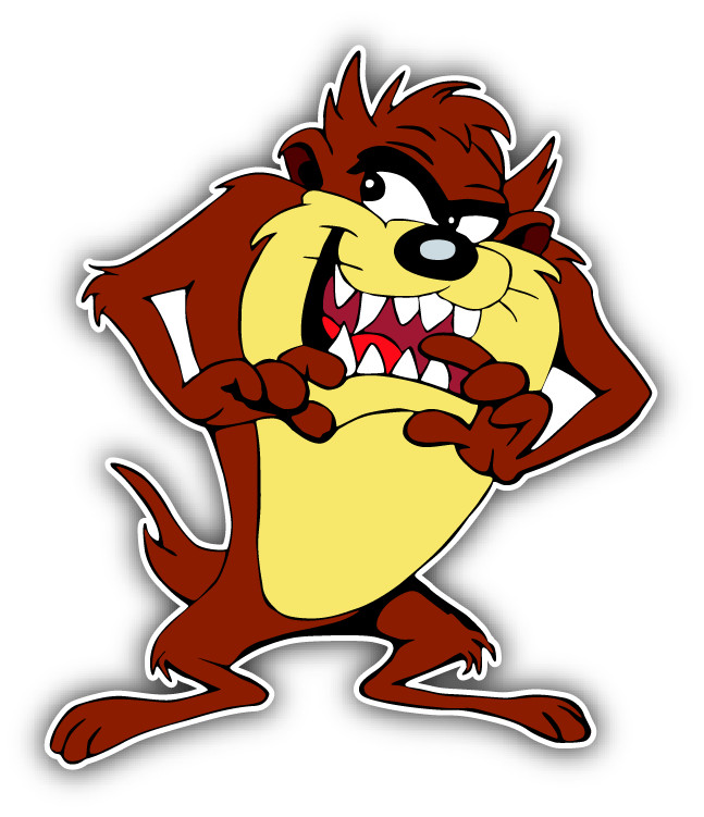 Taz Crafty Cartoon Car Bumper Sticker Decal 4" x 5"