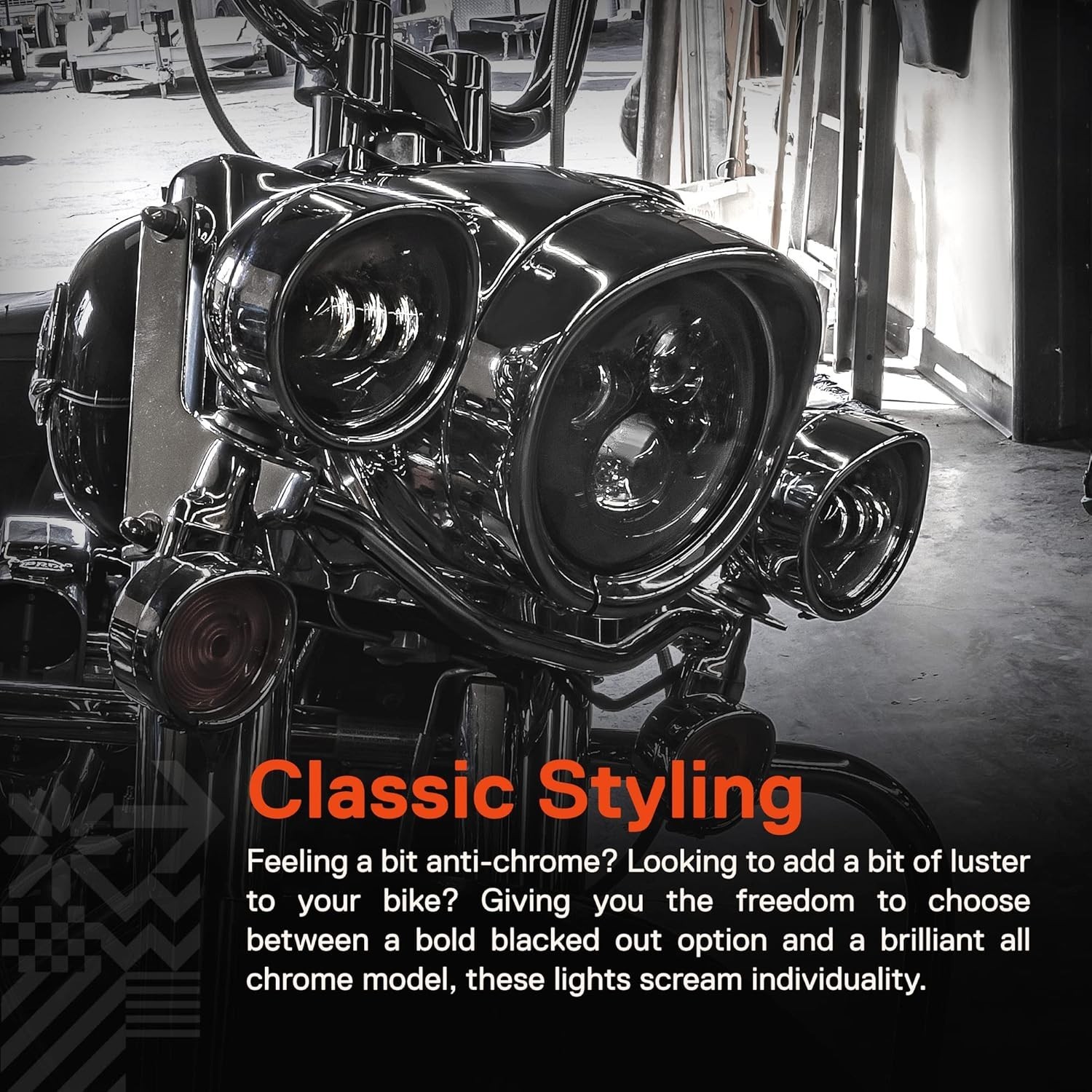 TRUE MODS 7" LED Headlight for Harley Davidson [Black-Finish] H4 Converters Plug