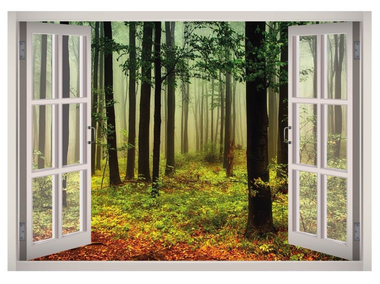 Trees Forest View Window 3D Wall Decal Art Mural Home Decor Canvas Vinyl W25