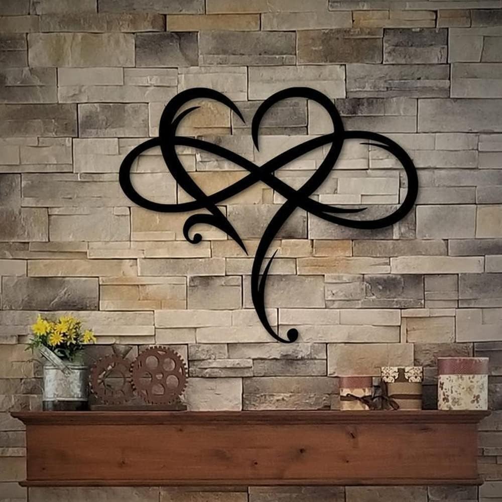 Infinity Heart Metal Wall Art – Elegant Love Sign for Home Décor 13.8"x11.4"