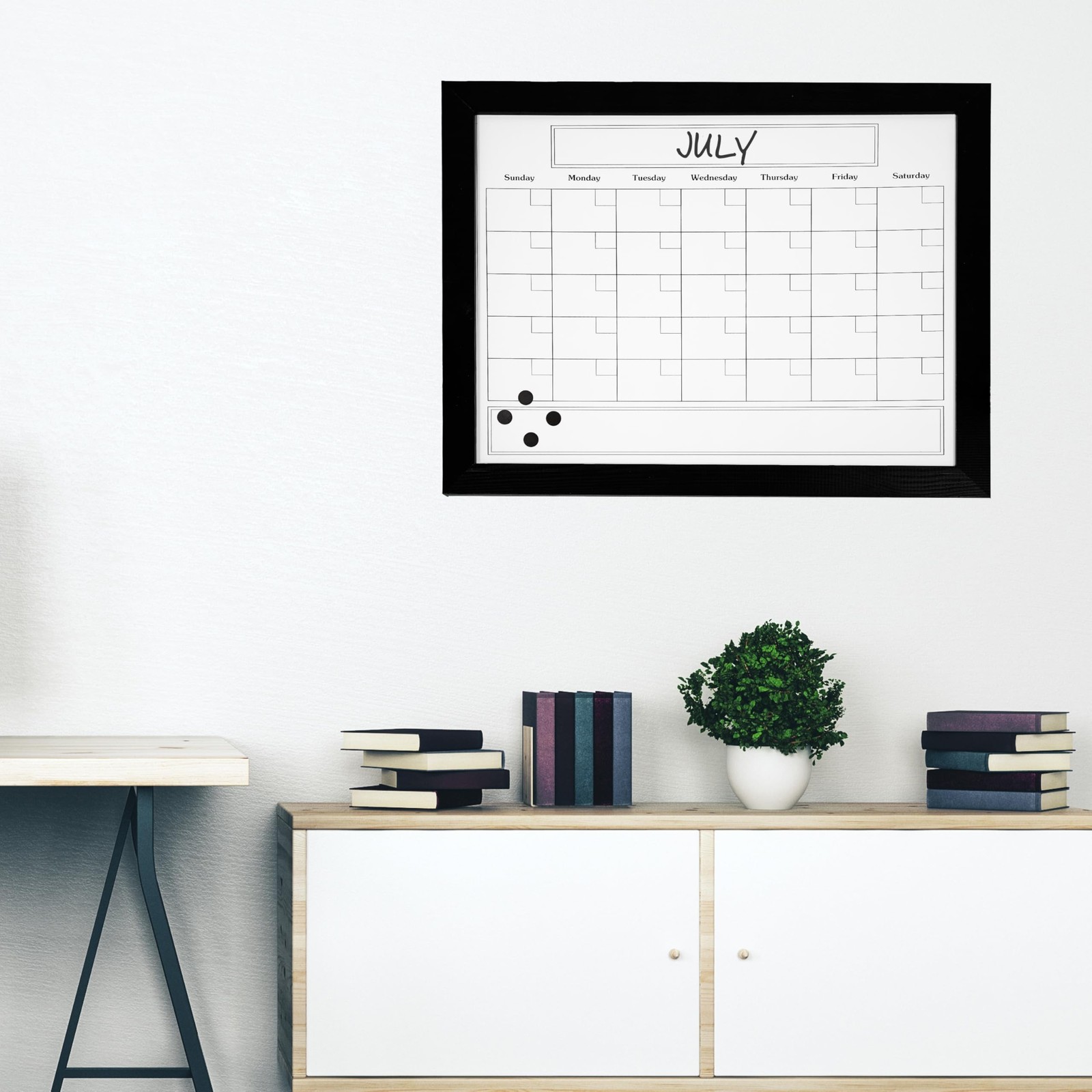 Sunnydaze Monthly Calendar Whiteboard for Wall – Dry Erase Board Calendar wit…