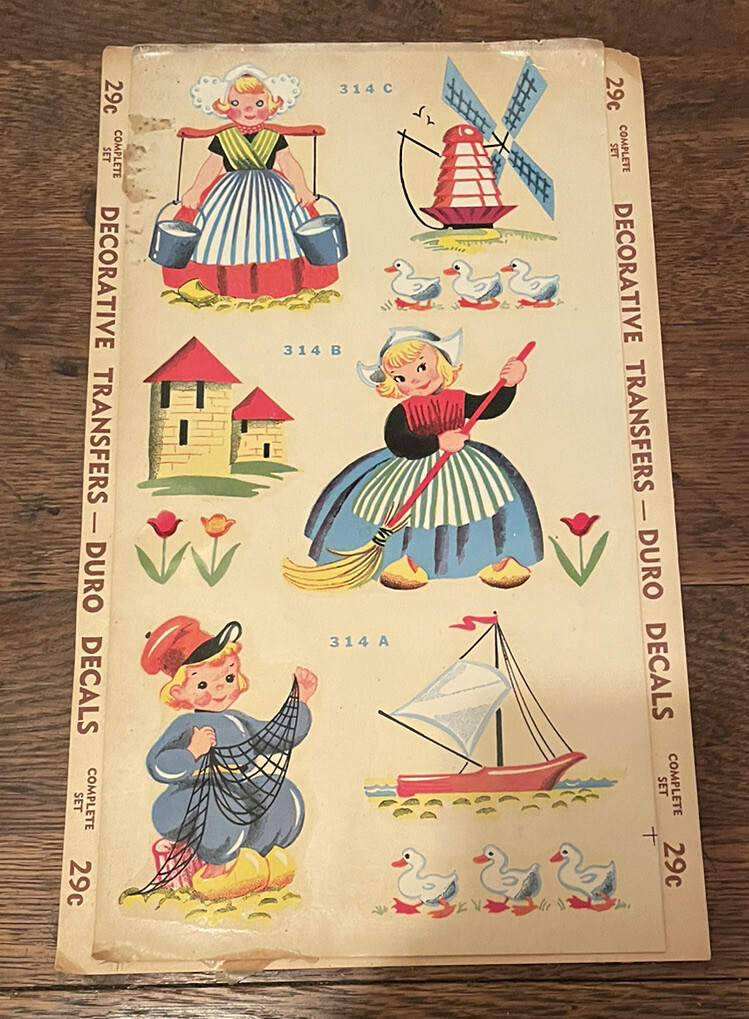Vintage Duro Decals Dutch Girls Boy Boat Windmill Flowers 314A 314B 314C