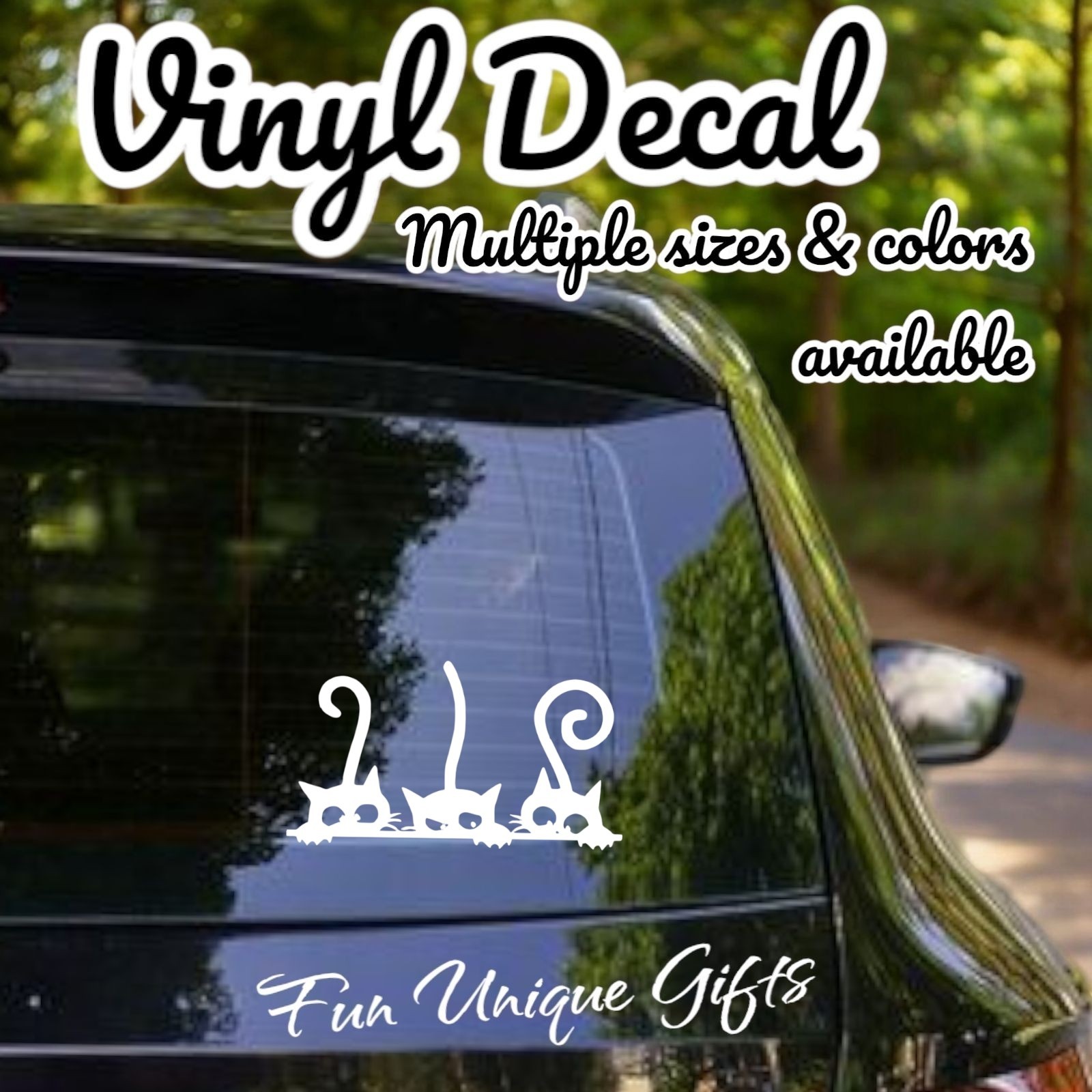 3 Cats Peeking Vinyl Decal Sticker -Multiple Sizes & Colors- FAST FREE SHIPPING!