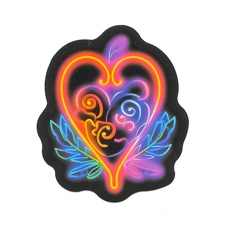 Neon Heart Vinyl Sticker Airbrush Style Psychedelic Decal Retro Art Glow Color