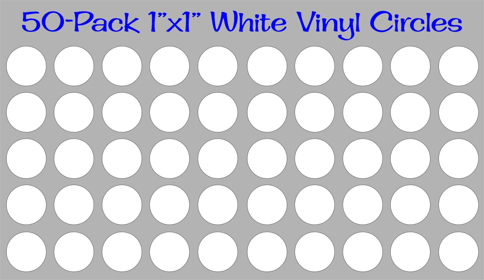 50 pack – 1"x1" Round White Vinyl Stickers / Decals Circles Polka Dots Die Cut