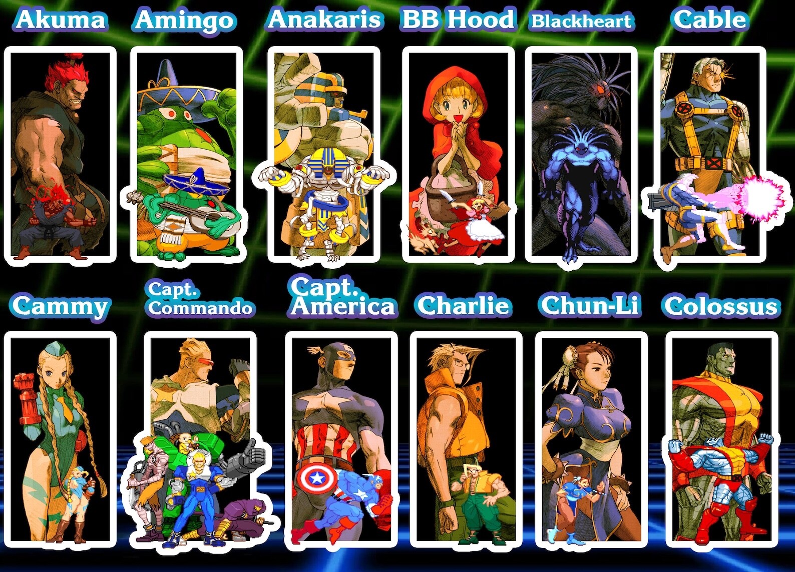 Marvel Vs Capcom Vinyl Waterproof Stickers FULL ROSTER