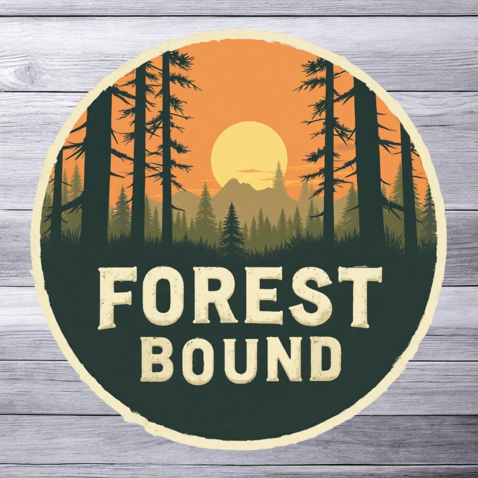 Camping sticker vinyl decal adventure awaits mountain range sunrise