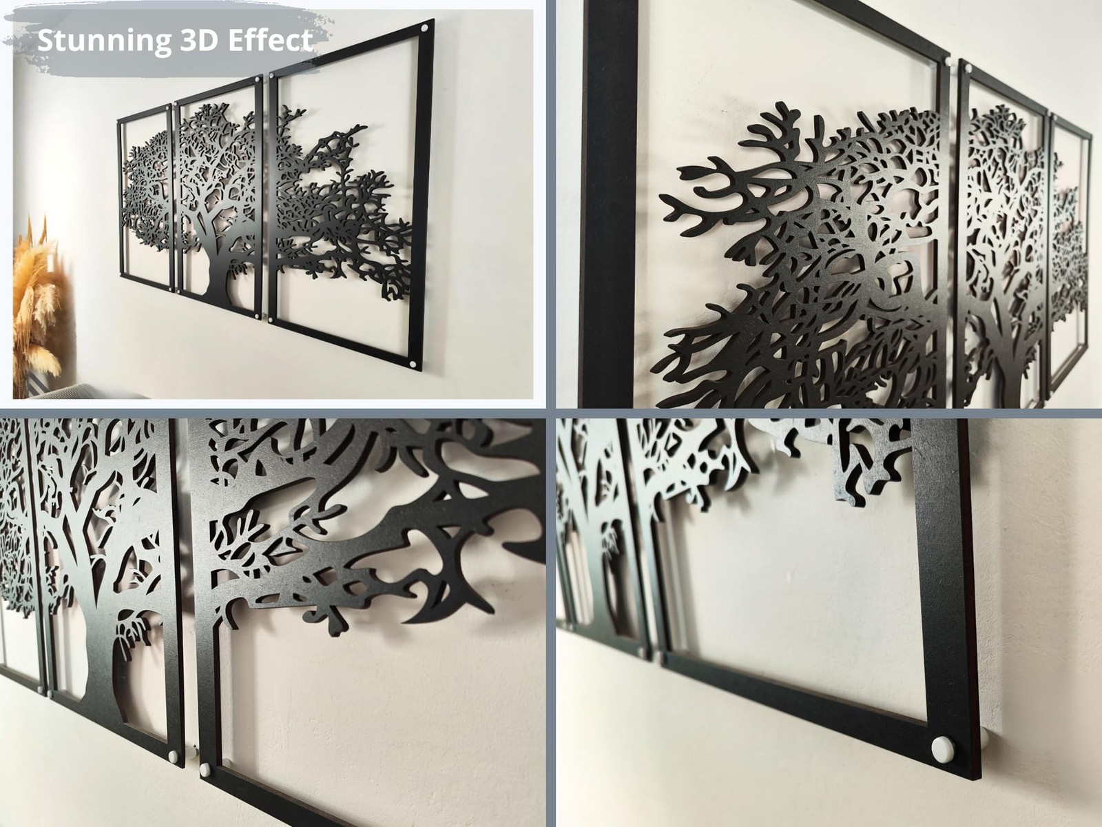 Vailla Tree of Life Wall Art 3pcs Family Tree Wall Decor 3D Wooden Wall Hangi…
