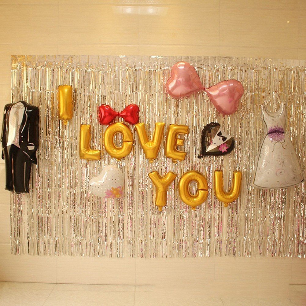 Multi Color 2m Thick Rain Silk Curtain for Party Background Wall Decoration