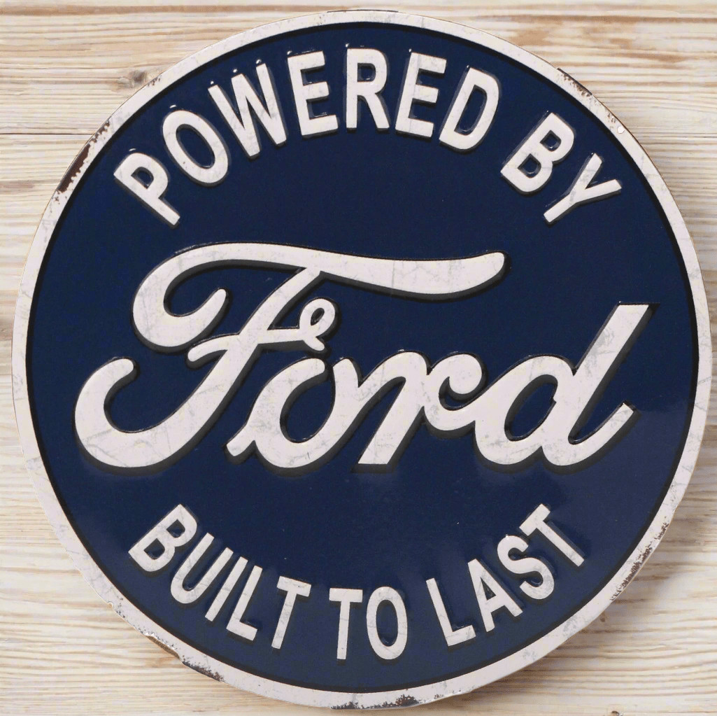 Ford Powered By Ford Built To Last Round Metal Magnet