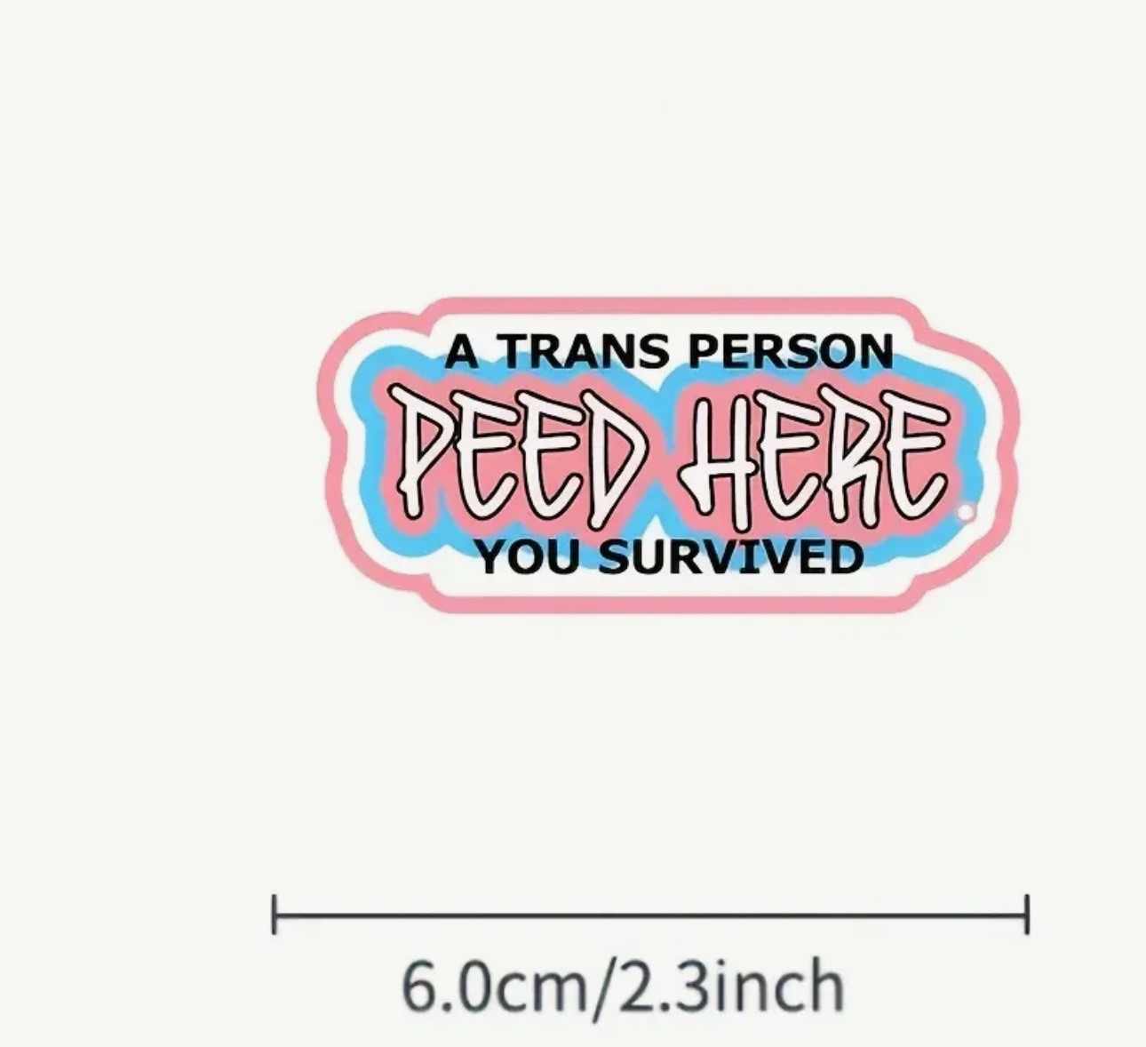 A TRANS PERSON PEED HERE YOU SURVIVED 2.3” VINYL DECAL STICKER 1PC
