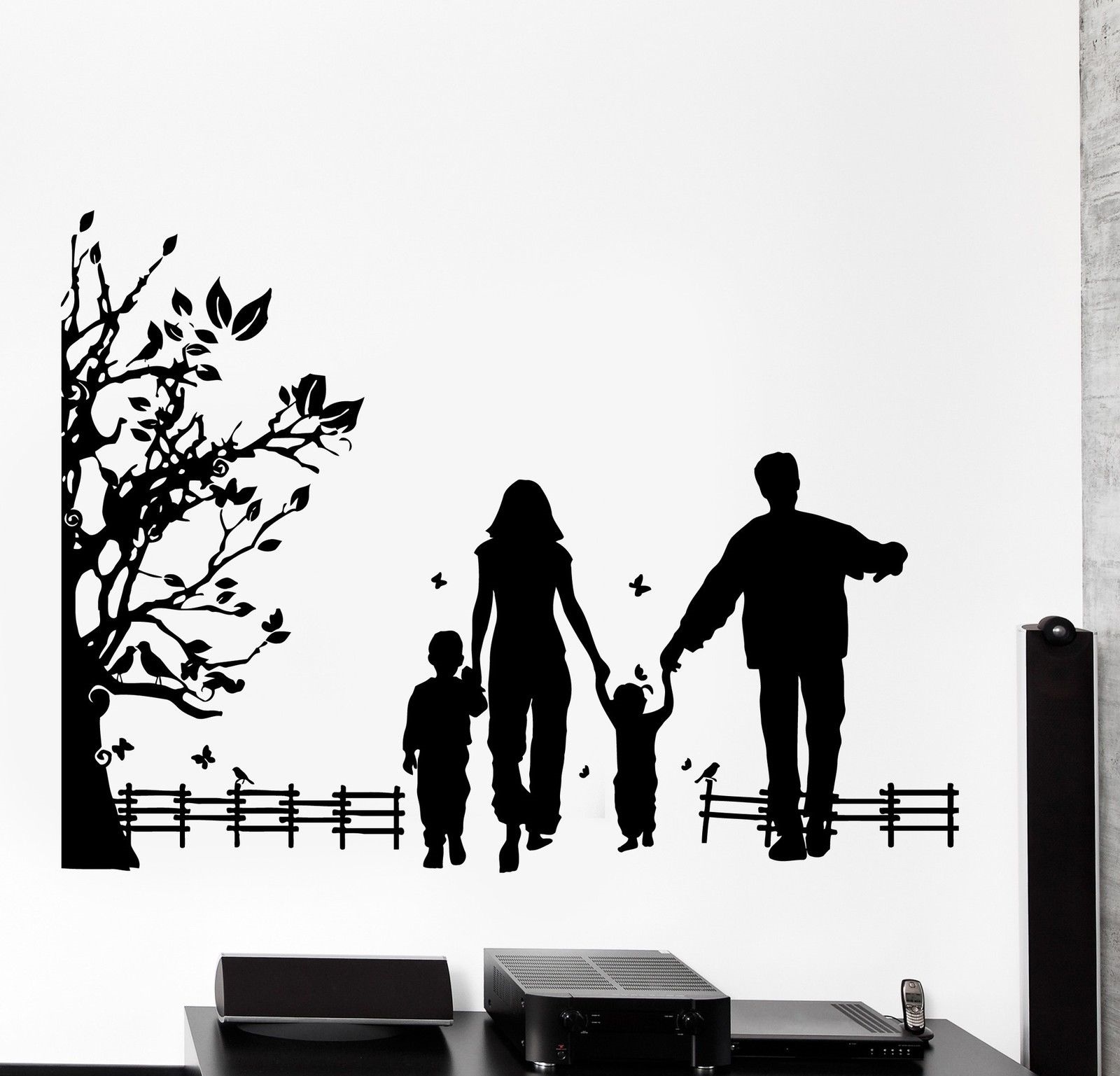 Wall Vinyl Decal Happy Family Nature Son And Daugther Home Interior Decor z4072