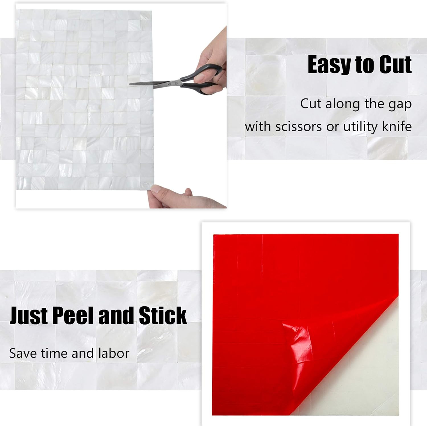 Peel and Stick Mosaic Shell Backsplash Sticker for Kitchen, Bedroom and Bathroom