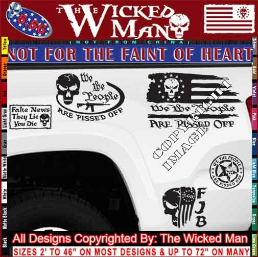 The Wicked Man – We The People Are Pissed Off Flag Stars Left Decal Sticker