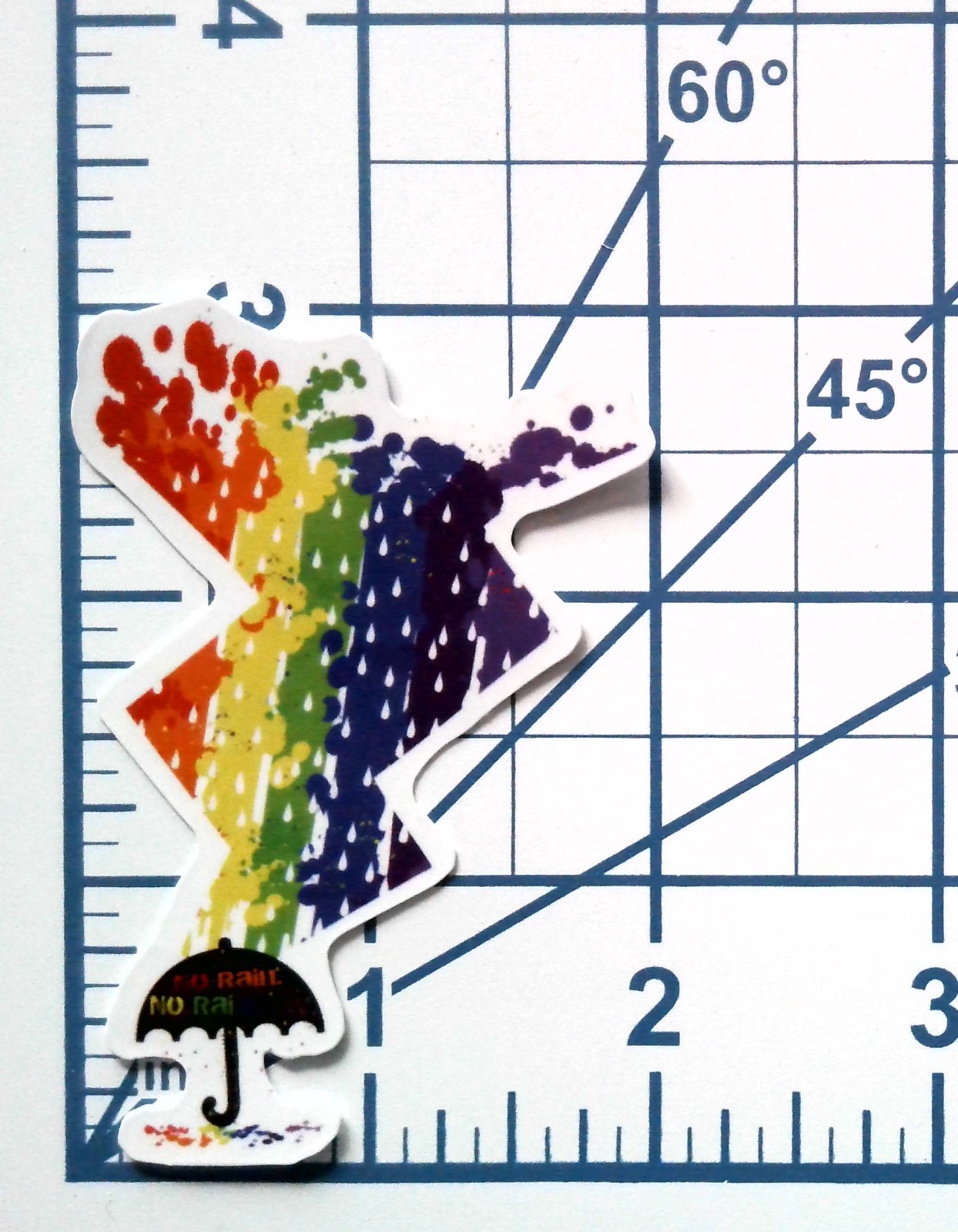 No Rain No Rainbow Vinyl Sticker Lightning Bolt Umbrella Colorful Splash Art