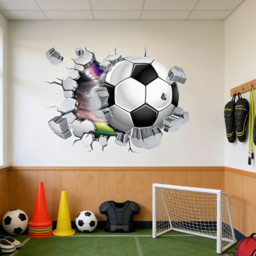 3D Soccer Football Wall Stickers PVC Decor for Living Room Bedroom Office Walls