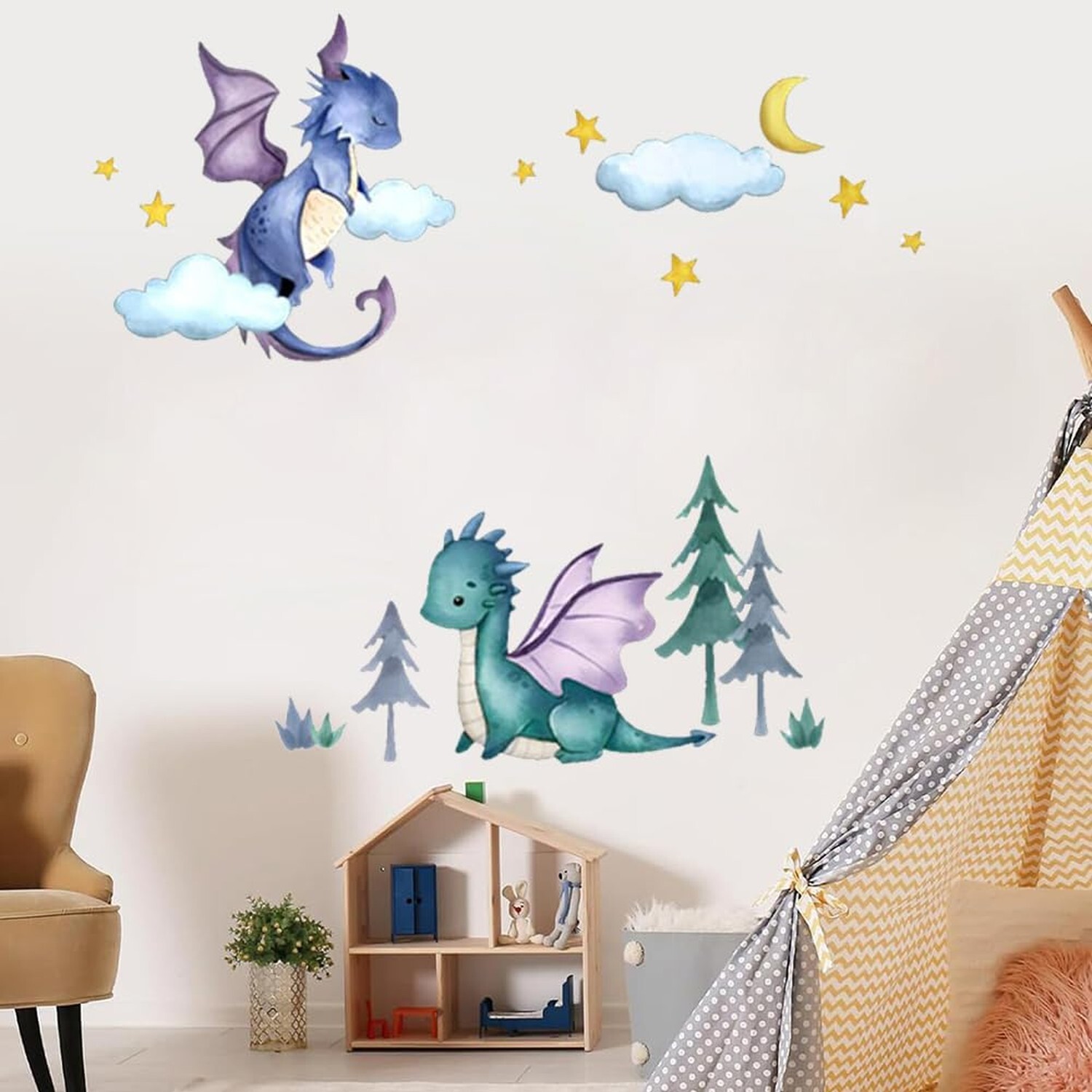 Dinosaur Wall Decals Baby Nursery Wall Decor Dino Wall Stickers Toddler Playr…