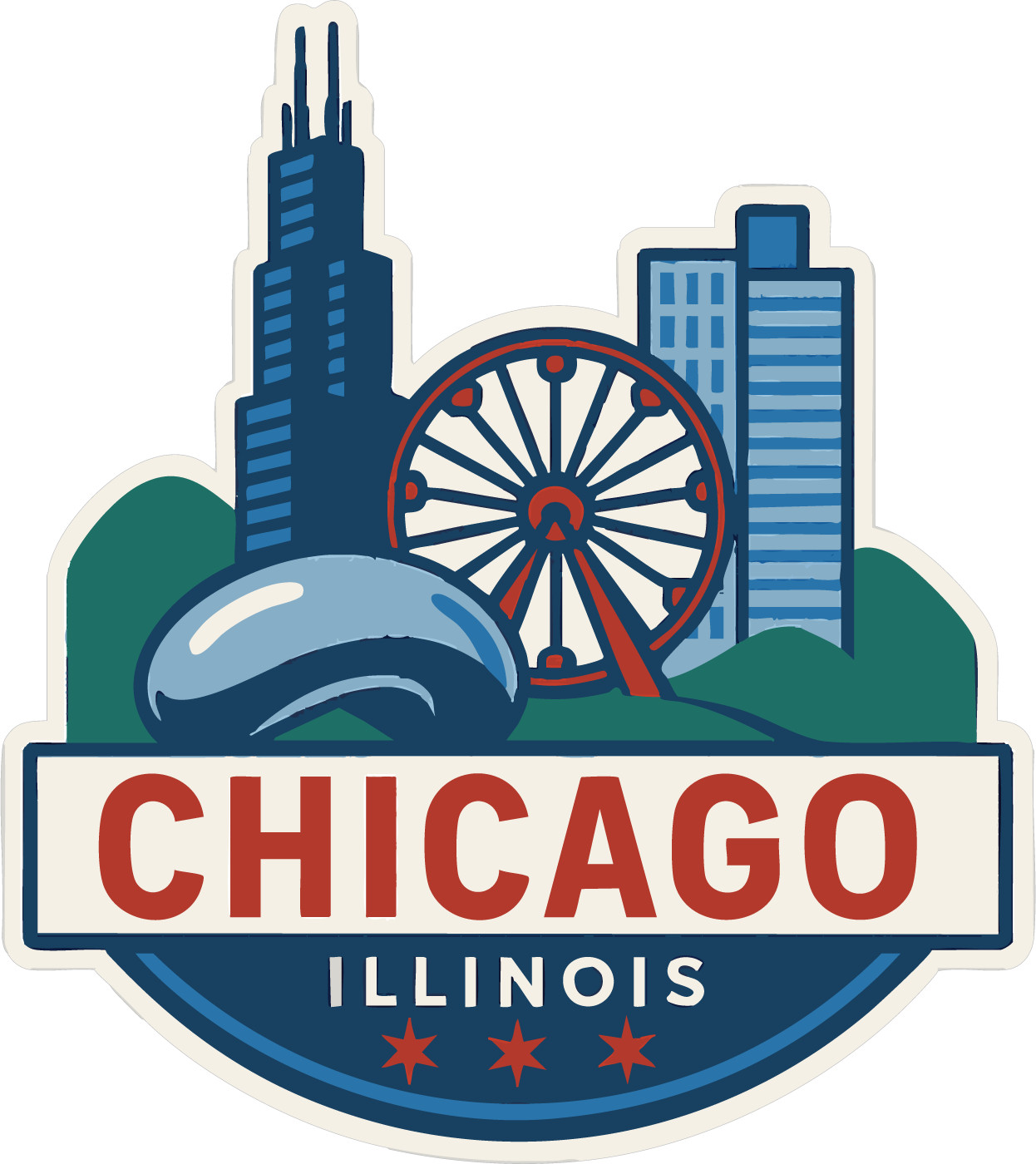 Chicago Sticker Decal Vinyl Die-Cut City Skyline Landmark Design