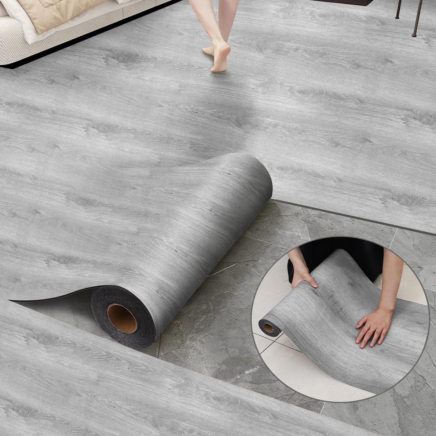 Luxury Thicken Wood Grain Peel and Stick Floor Tiles Self-Adhesive Vinyl Floo…