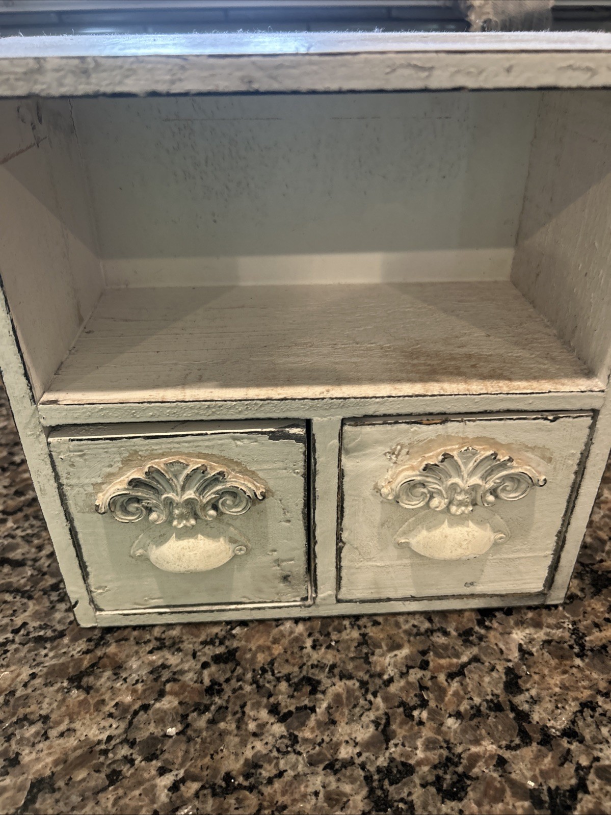 Home Decor ATCM 93120 Wood Box With 2 Drawers 9x9x5