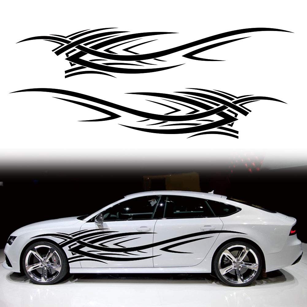 2Pcs 94.4" Universal Flame Graphics Car Auto Body Side Sticker Racing Sports…