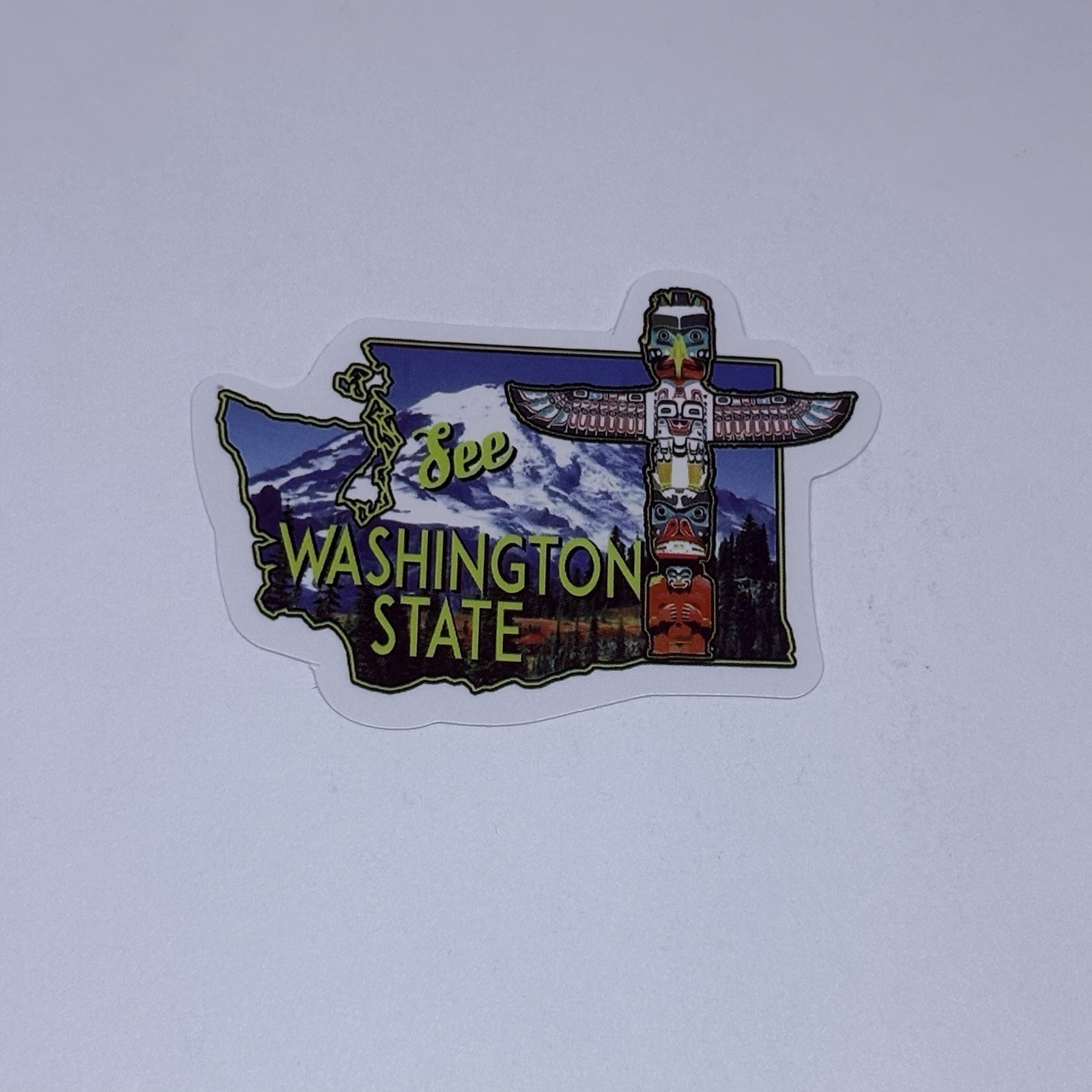 Washington State Map Sticker Totem Art Decal Vinyl Country Travel Souvenir Tc9
