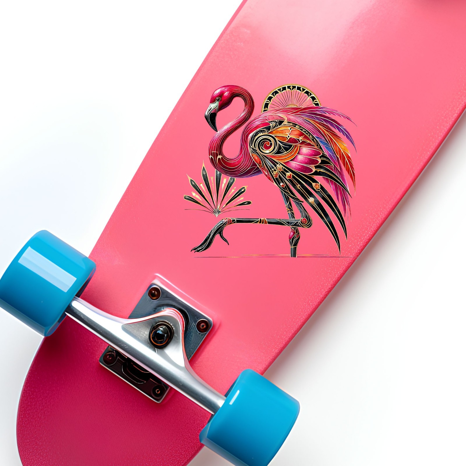 Art Deco Pink Flamingo UV DTF Transparent Sticker / Decal
