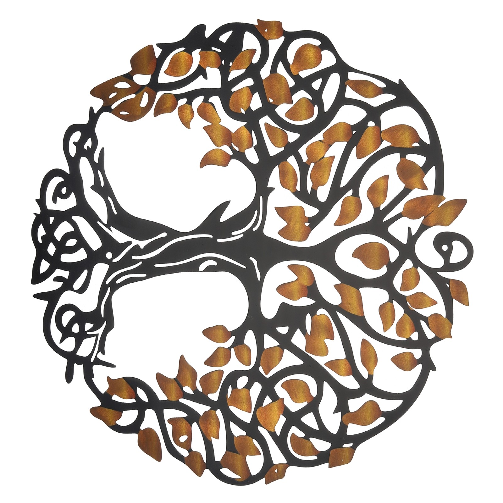 Metal Tree Wall Decor Tree of Life Wall Sculpture Ornament for Home Yellow Black