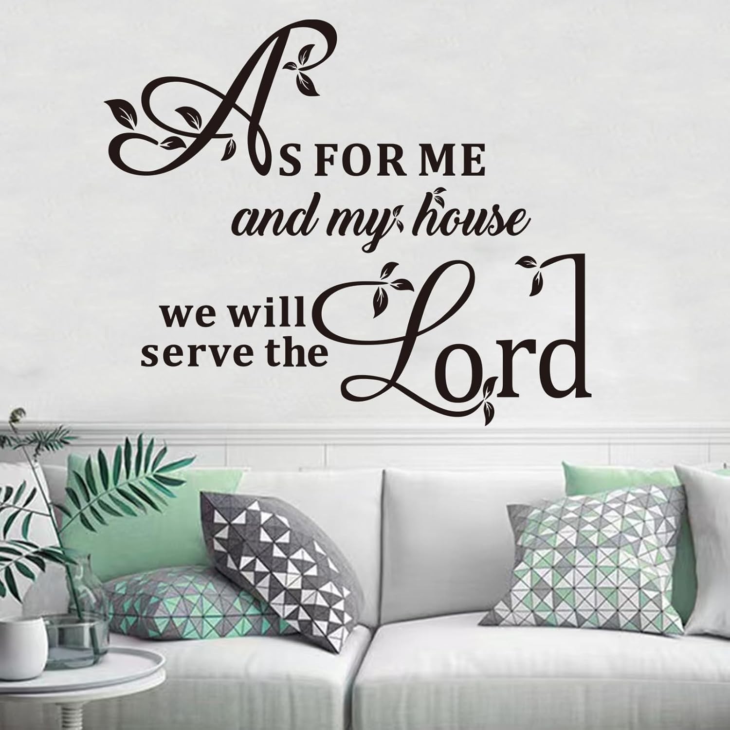 As For Me And My House Vinyl Art Wall Stickers – Waterproof, Removable 18" x 15"
