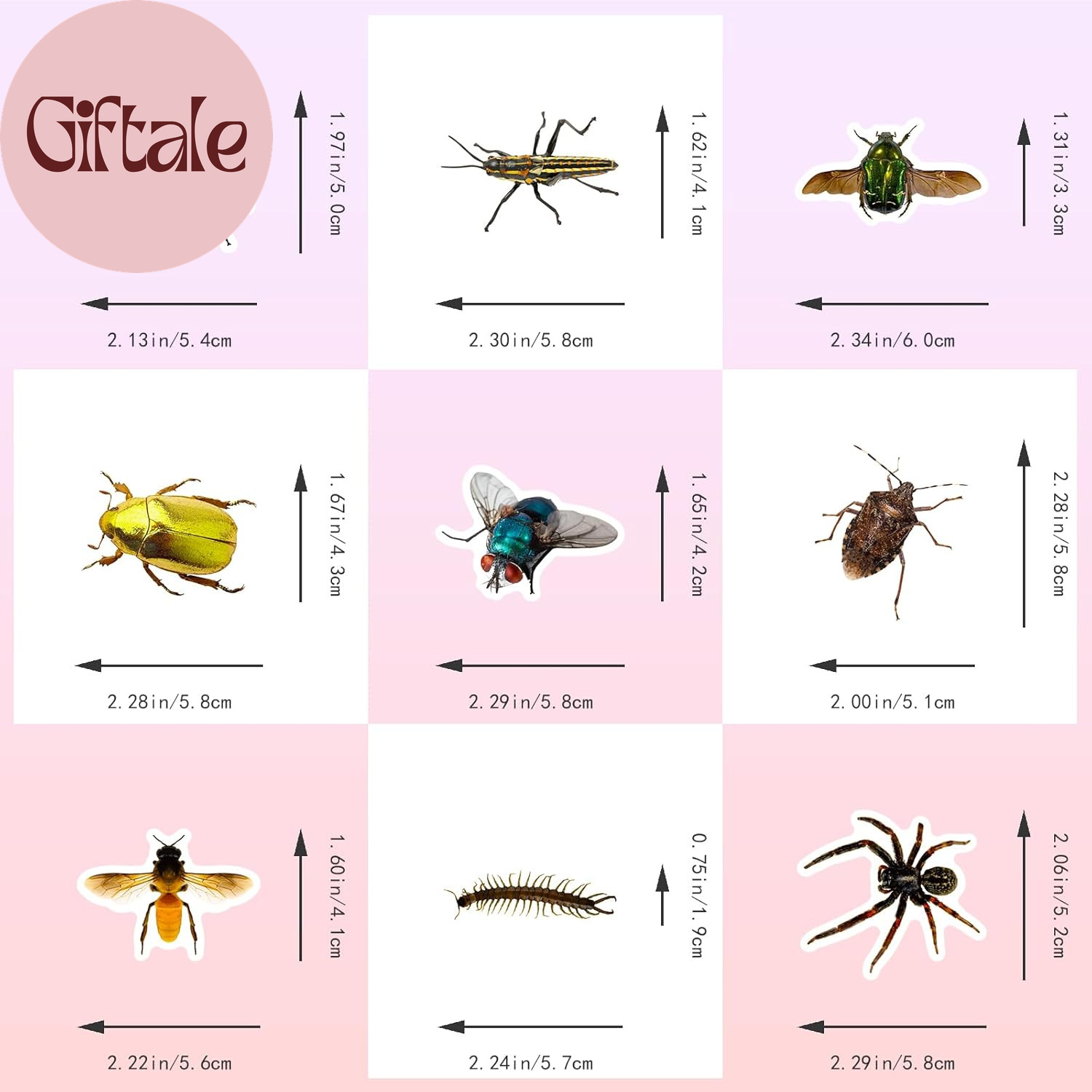 50 Pcs Lifelike Bug Stickers Pack for Kids Teens Adults, Waterproof Vinyl Insect