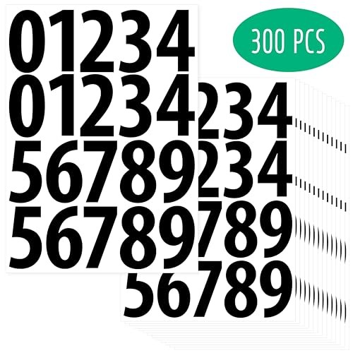 300 PCS Number Stickers Waterproof Vinyl Number Stickers Self-Adhesive 3" Black