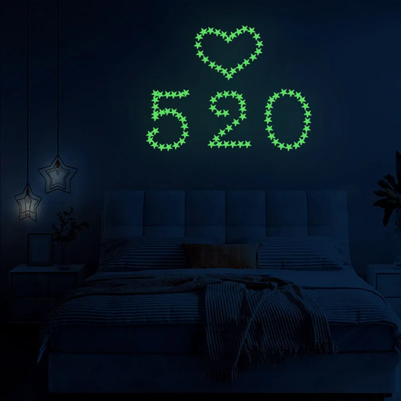 Luminous Wall Stickers for Kids Rooms Dots Stars Ceiling Wall Decals Glowing Sti