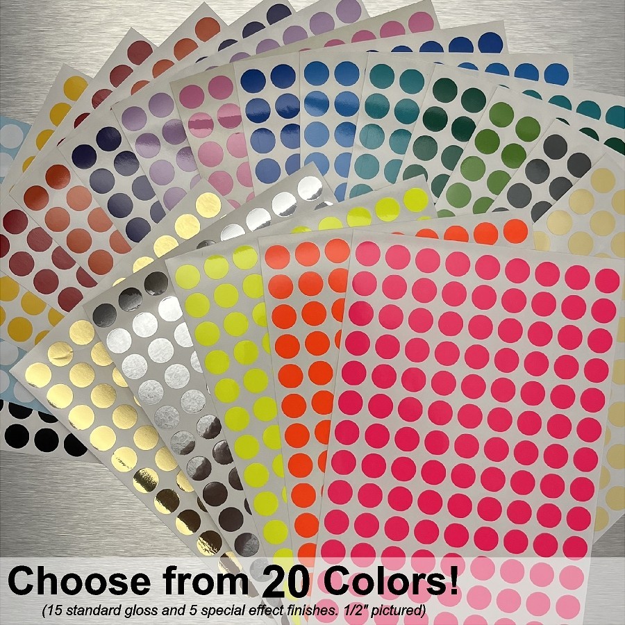 Polka Dot Self Adhesive Gloss Vinyl Stickers Choose from 20 Colors and 4 Sizes