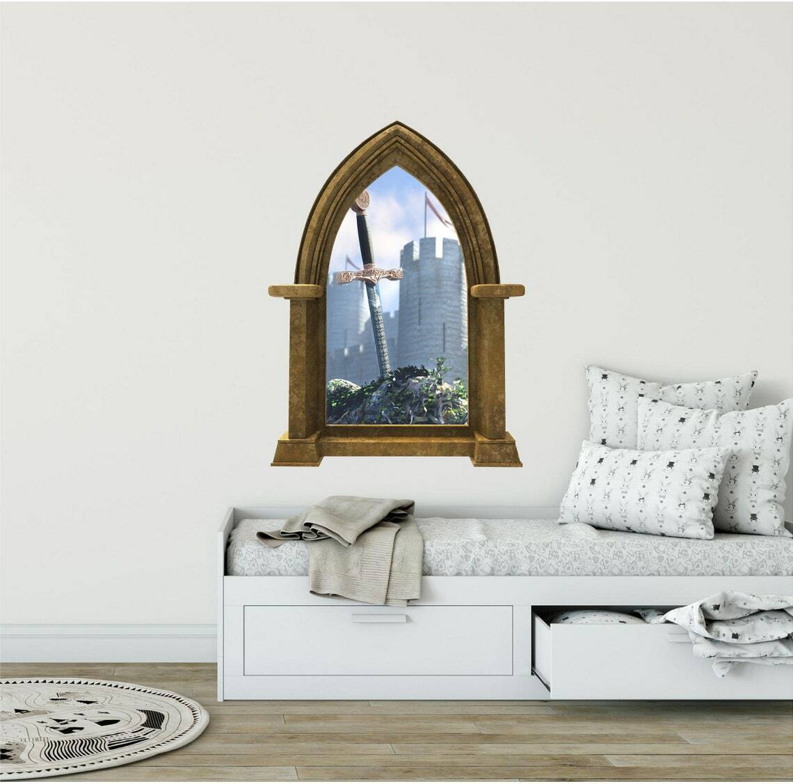 CastleScape Sword In The Stone Wall Decal Castle Window Vinyl Wall Sticker Decor