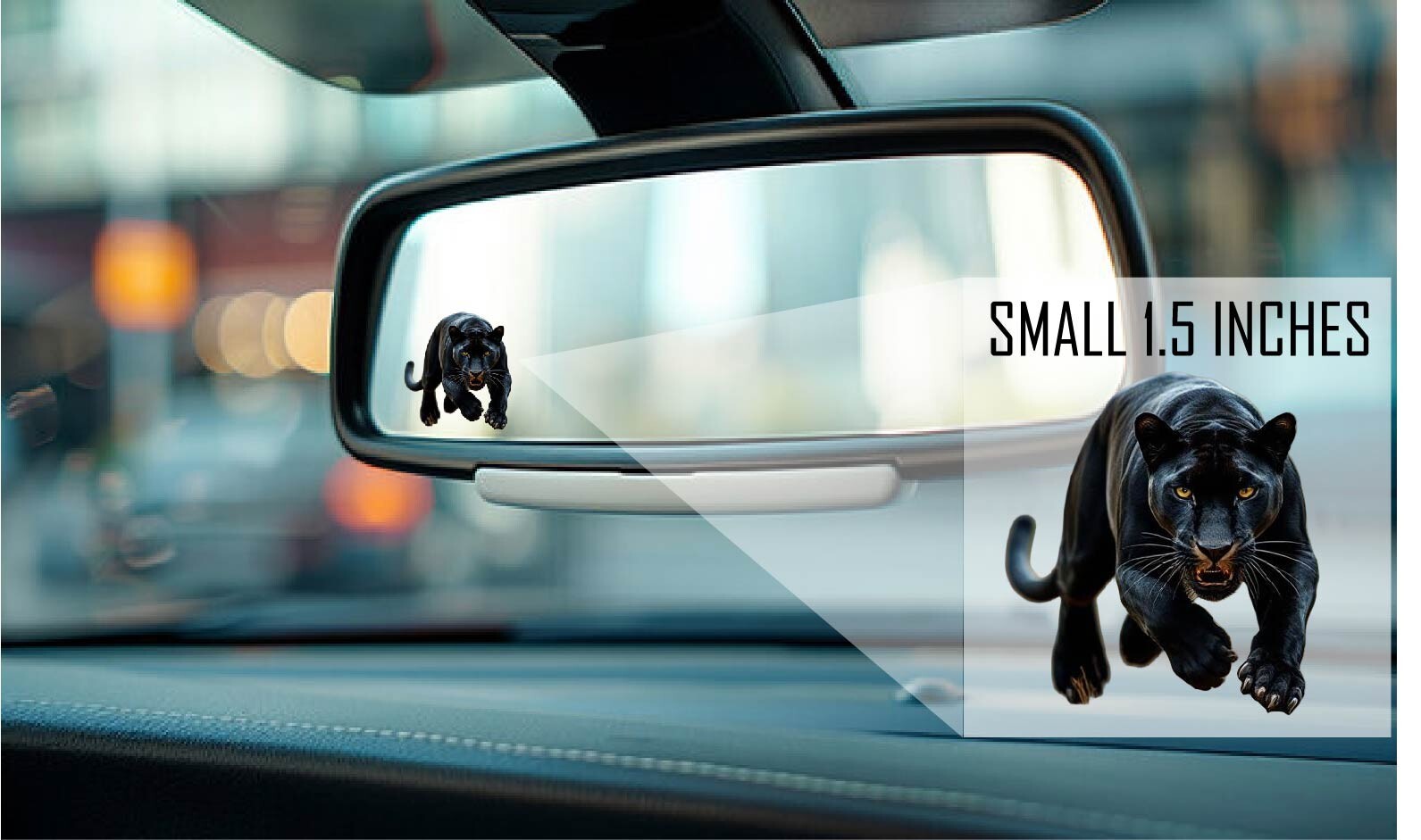 Small Rearview Mirror Decal 1.5 Inches Car Sticker Black Panther Stalking Chase