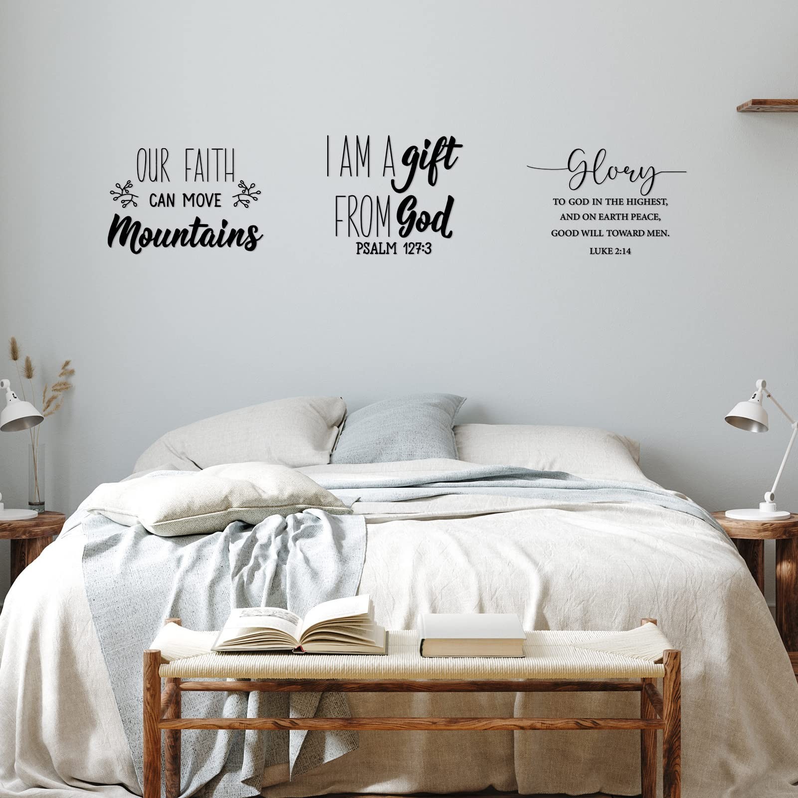 Religious Wall Decals 12 Pcs, Bible Verse Stickers, Inspirational Decor, Black
