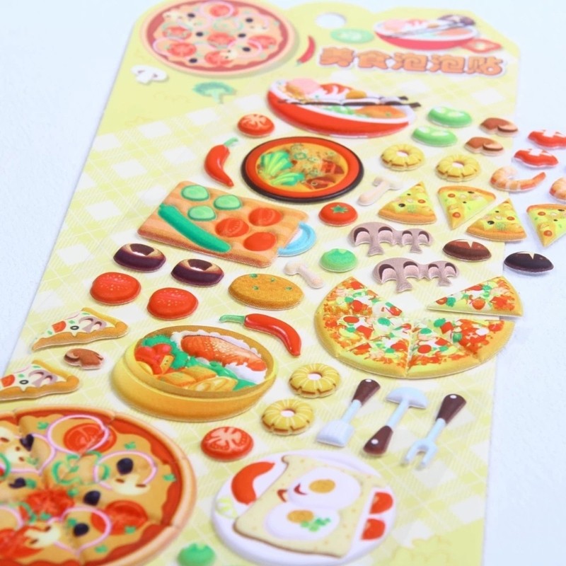 Plastic Pizzas Sticker 3D Kids Craft Assorted Designs Safe Material NoResidue