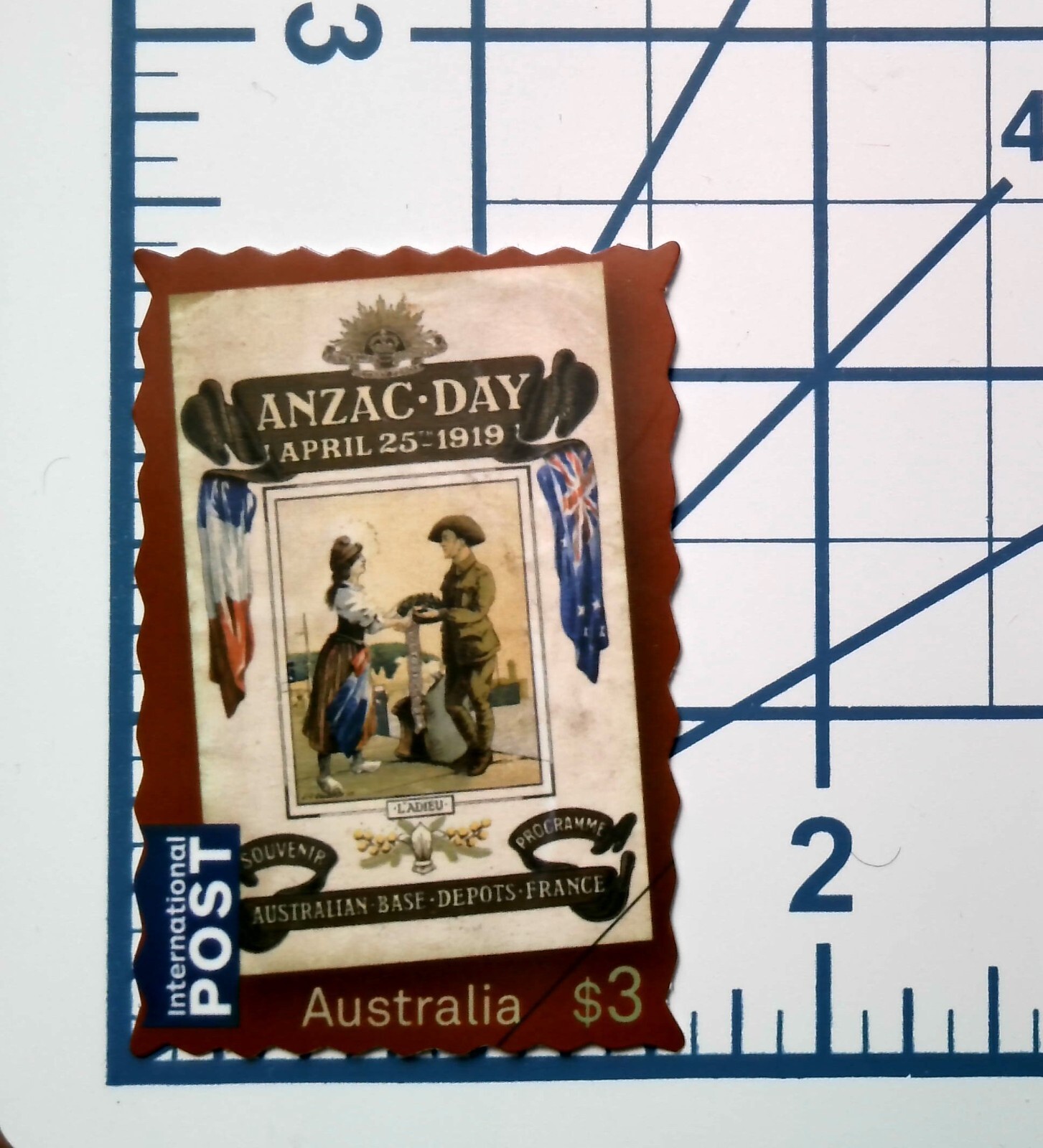 Australia ANZAC Day Stamp Soldier France Die Cut Vinyl Sticker Decal Scrapbook