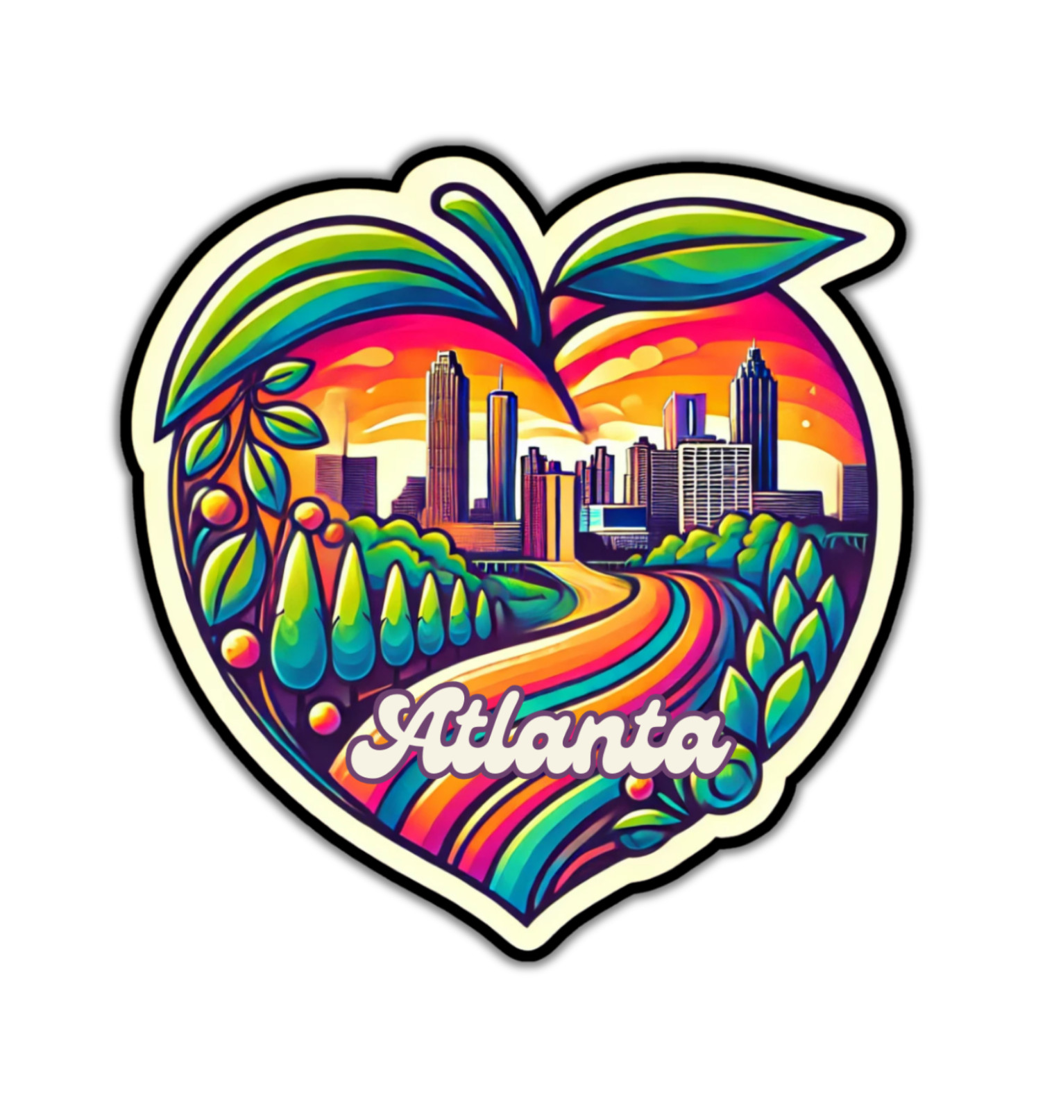 Atlanta Georgia Peach Fridge Magnet or Laptop Sticker