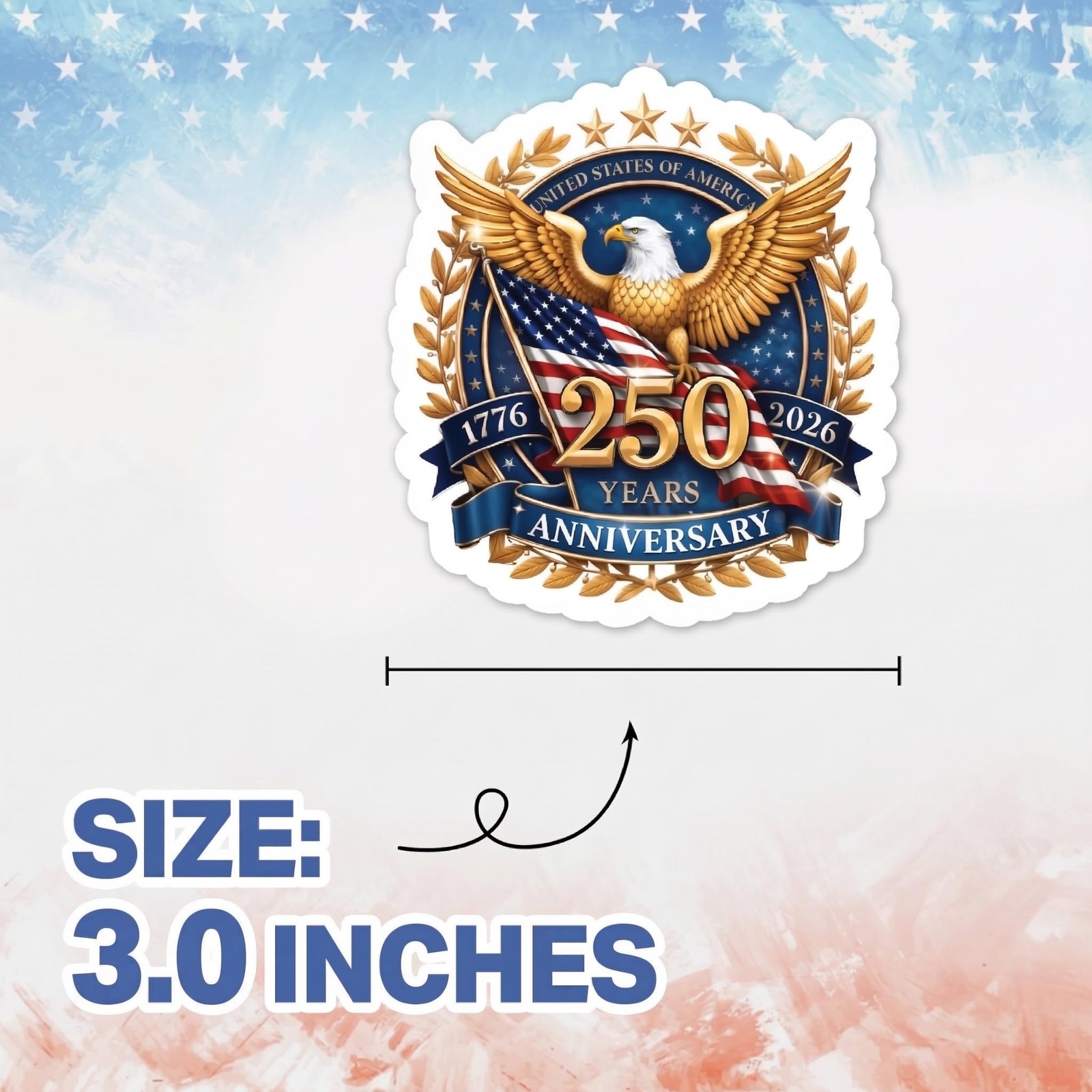 America 250th Anniversary Stickers (24 PCS), 250th Anniversary USA Stickers 1776