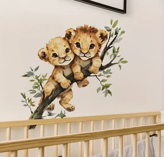 Wall Decal Animals Jungle Lion Cubs NEW Kids 20×20 Self Adhesive Stickers 68