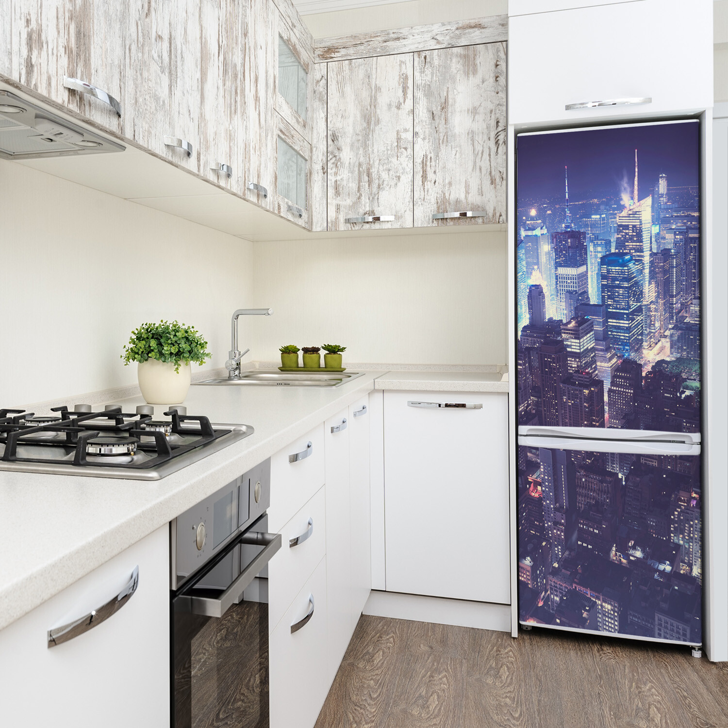 Magnet Sticker Refrigerator removable Landscape Manhattan at night