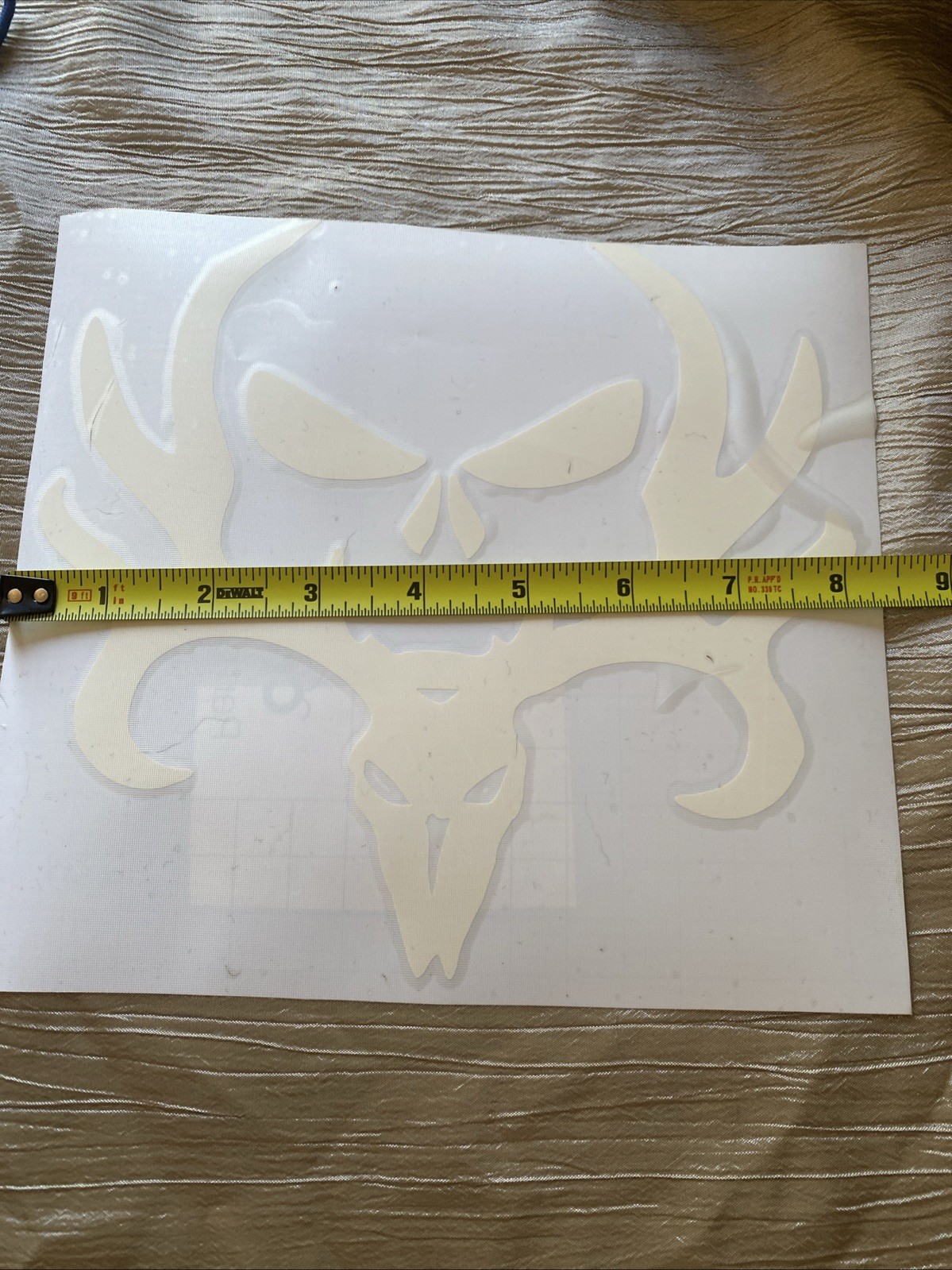 Skull Deer Buck Horns Decal Sticker, 8.5”x8” White Vinyl